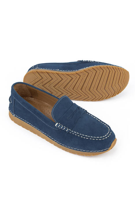 Hakiki Deri Kadın Günlük Ayakkabı Mavi