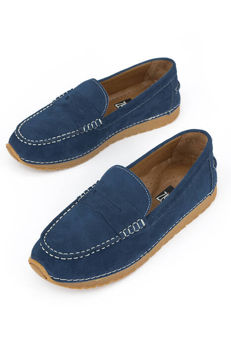 Hakiki Deri Kadın Günlük Ayakkabı Mavi