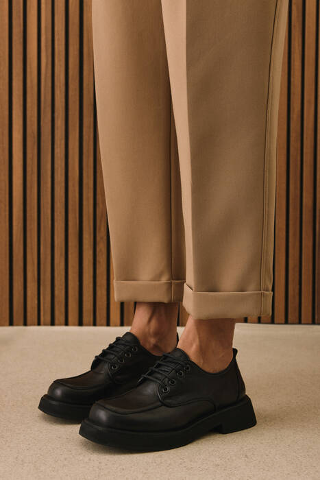 Hakiki Deri Kadın Günlük Ayakkabı Siyah