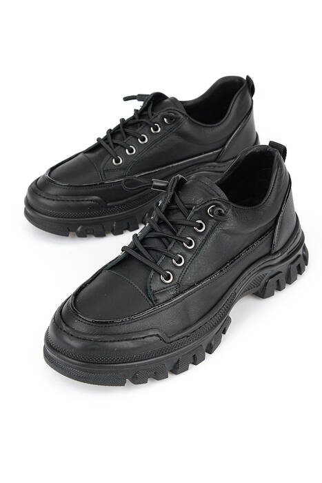 Hakiki Deri Kadın Günlük Ayakkabı Siyah