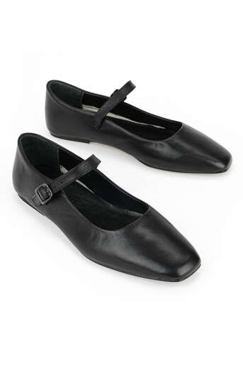 Ziya - Hakiki Deri Kadın Babet Siyah (1)