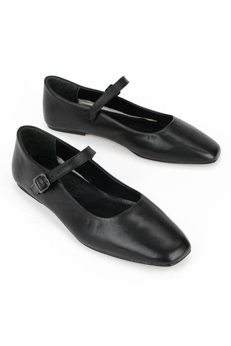 Hakiki Deri Kadın Babet Siyah