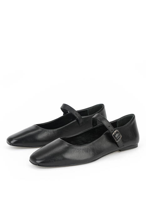 Hakiki Deri Kadın Babet Siyah