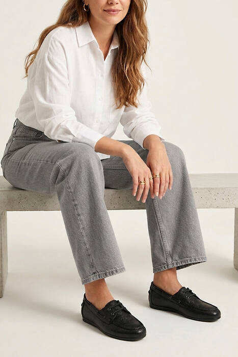 Hakiki Deri Kadın Günlük Ayakkabı Siyah