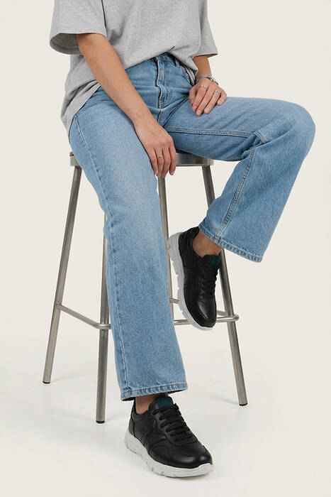 Hakiki Deri Kadın Günlük Ayakkabı Siyah