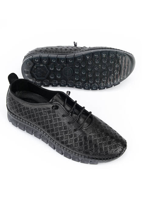 Hakiki Deri Kadın Günlük Ayakkabı Siyah