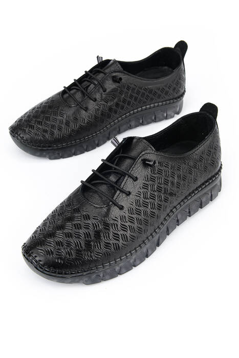 Hakiki Deri Kadın Günlük Ayakkabı Siyah