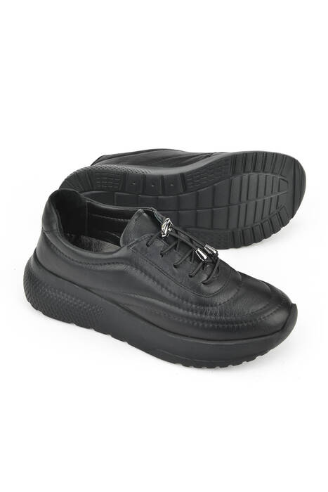 Hakiki Deri Kadın Günlük Ayakkabı Siyah