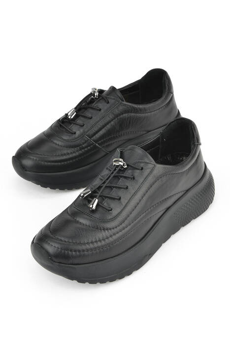 Hakiki Deri Kadın Günlük Ayakkabı Siyah