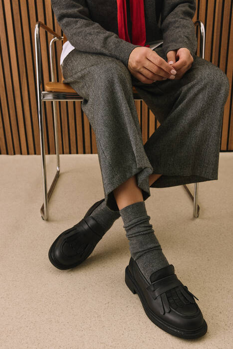 Hakiki Deri Kadın Günlük Ayakkabı Siyah