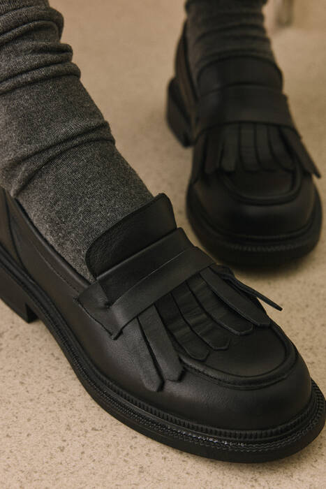 Hakiki Deri Kadın Günlük Ayakkabı Siyah