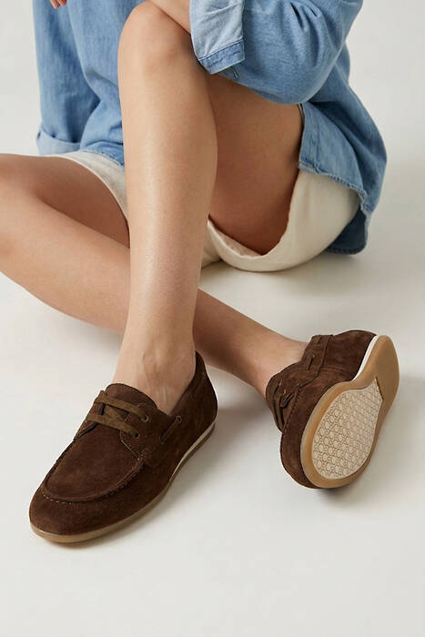 Hakiki Deri Kadın Günlük Ayakkabı Taba