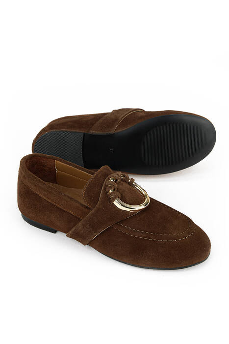 Hakiki Deri Kadın Günlük Ayakkabı Taba