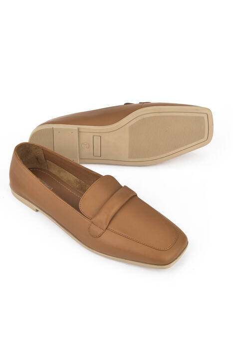Tan Genuine Leather Women's Casual Shoes