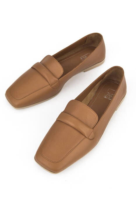 Tan Genuine Leather Women's Casual Shoes