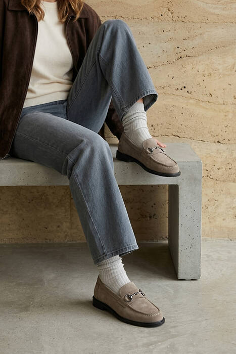 Hakiki Deri Kadın Günlük Ayakkabı Vizon