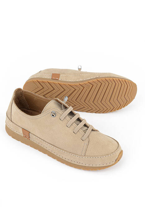 Hakiki Deri Kadın Günlük Ayakkabı Bej