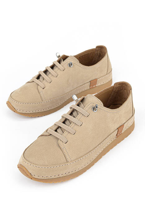 Hakiki Deri Kadın Günlük Ayakkabı Bej