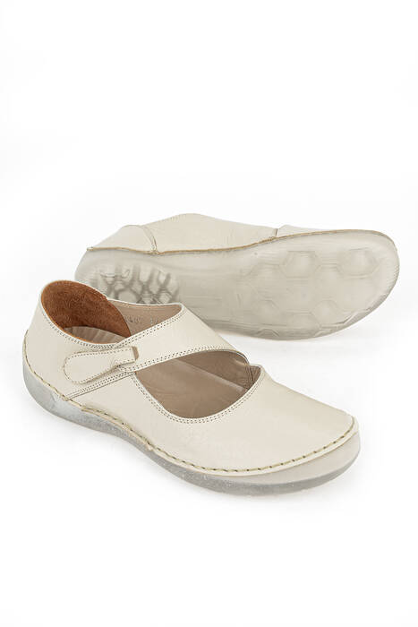 Hakiki Deri Kadın Konfor Ayakkabı Bej