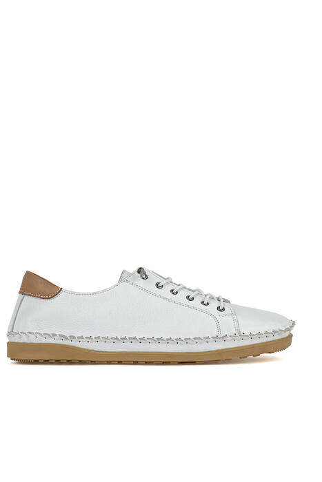 Hakiki Deri Kadın Günlük Ayakkabı Beyaz