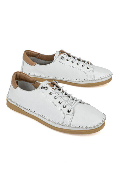 Hakiki Deri Kadın Günlük Ayakkabı Beyaz