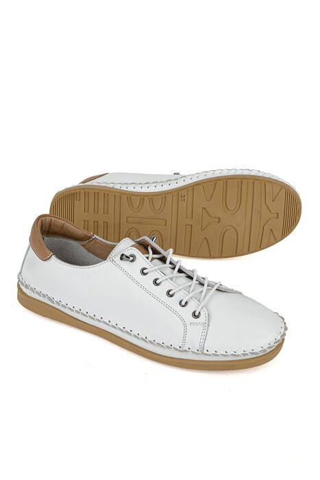 Hakiki Deri Kadın Günlük Ayakkabı Beyaz