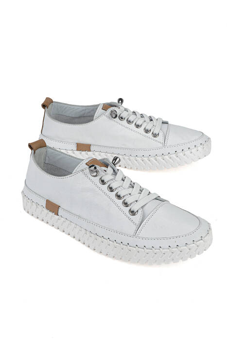 Hakiki Deri Kadın Günlük Ayakkabı Beyaz