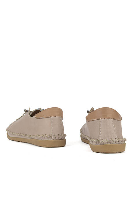 Hakiki Deri Kadın Günlük Ayakkabı Gümüş