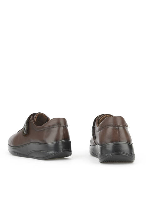 Hakiki Deri Kadın Konfor Ayakkabı Kahverengi