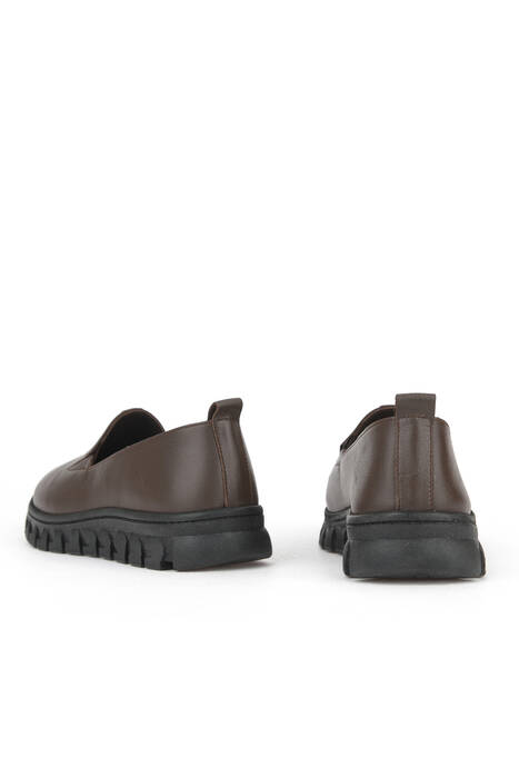 Hakiki Deri Kadın Konfor Ayakkabı Kahverengi