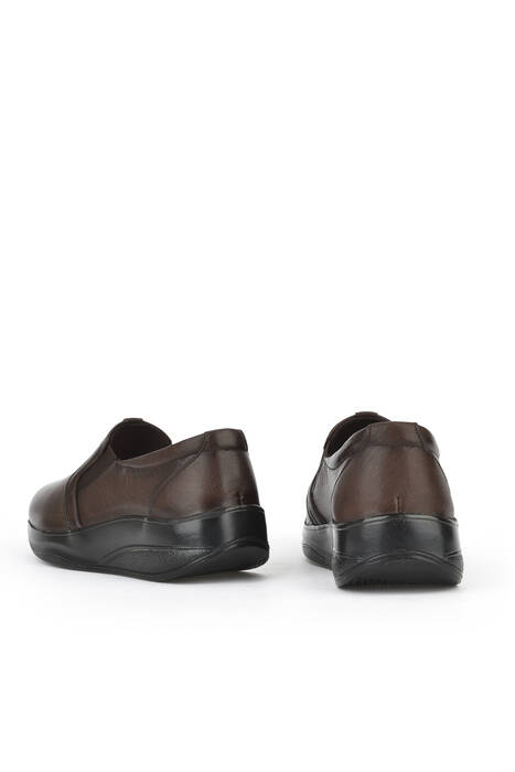 Hakiki Deri Kadın Konfor Ayakkabı Kahverengi