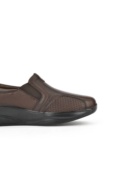 Hakiki Deri Kadın Konfor Ayakkabı Kahverengi