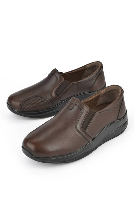 Hakiki Deri Kadın Konfor Ayakkabı Kahverengi