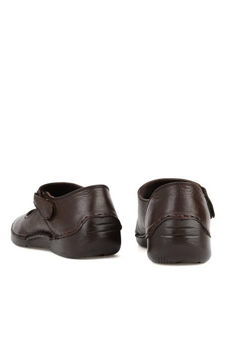 Hakiki Deri Kadın Konfor Ayakkabı Kahverengi