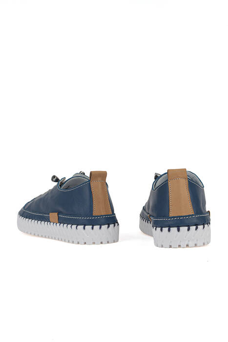 Hakiki Deri Kadın Günlük Ayakkabı Mavi