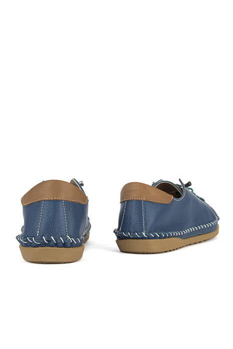 Hakiki Deri Kadın Günlük Ayakkabı Mavi