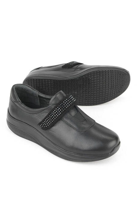 Hakiki Deri Kadın Konfor Ayakkabı Siyah