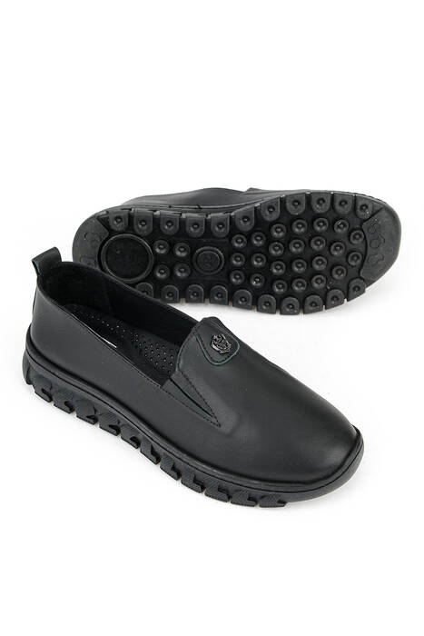 Hakiki Deri Kadın Konfor Ayakkabı Siyah