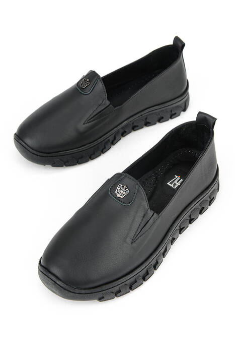 Hakiki Deri Kadın Konfor Ayakkabı Siyah