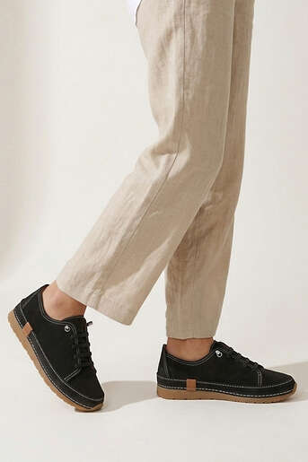 Ziya - Hakiki Deri Kadın Günlük Ayakkabı Siyah