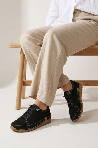 Ziya - Hakiki Deri Kadın Günlük Ayakkabı Siyah (1)