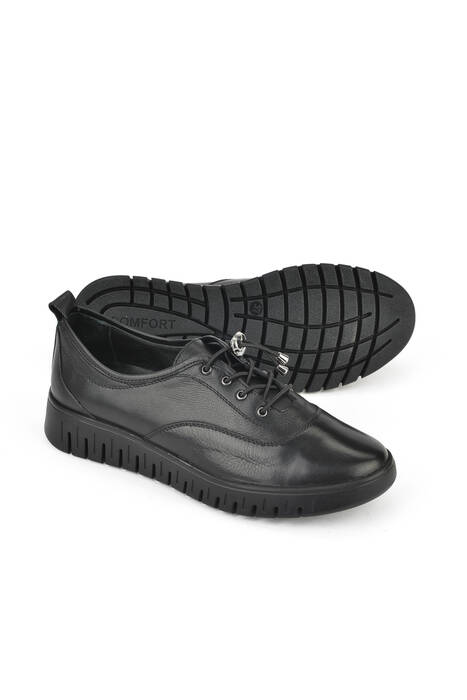 Hakiki Deri Kadın Konfor Ayakkabı Siyah