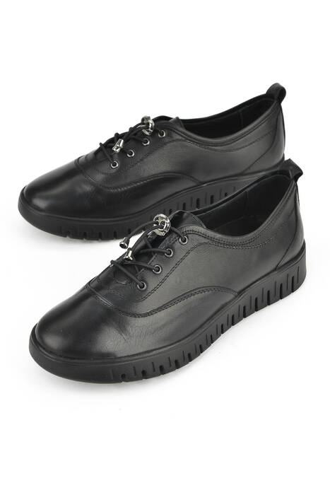 Hakiki Deri Kadın Konfor Ayakkabı Siyah