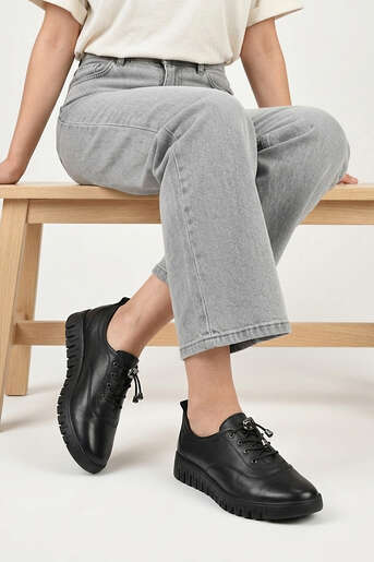 Ziya - Black Genuine Leather Women's Comfort Shoes