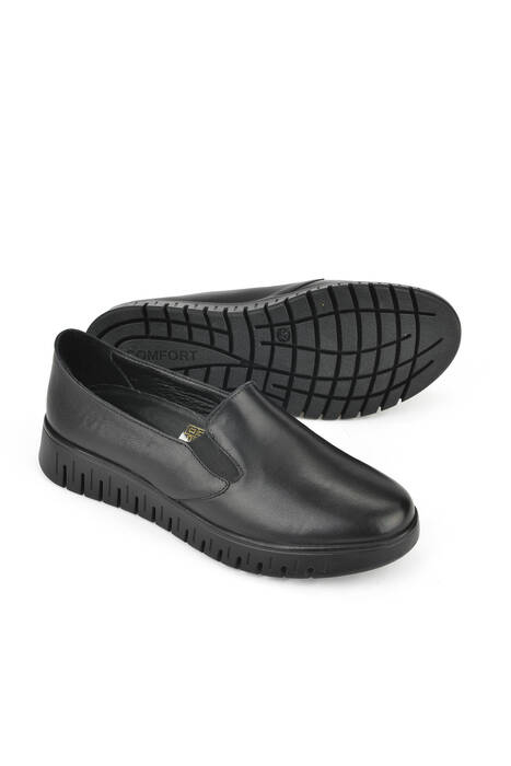 Hakiki Deri Kadın Konfor Ayakkabı Siyah