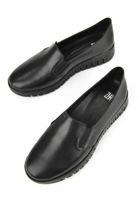 Hakiki Deri Kadın Konfor Ayakkabı Siyah