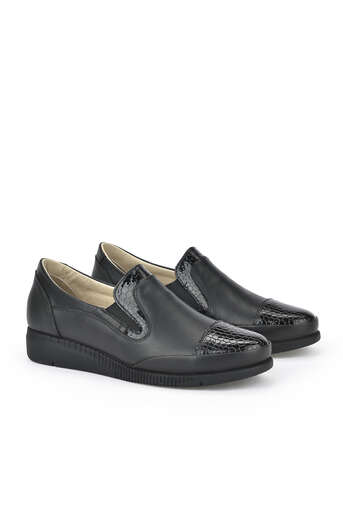 Ziya - Black Genuine Leather Women's Comfort Shoes (1) Ziya - Black Genuine Leather Women's Comfort Shoes (1)