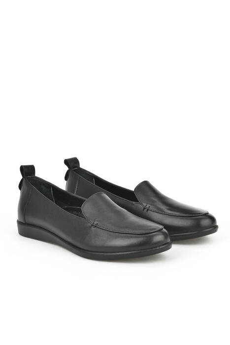 Black Genuine Leather Women's Comfort Shoes