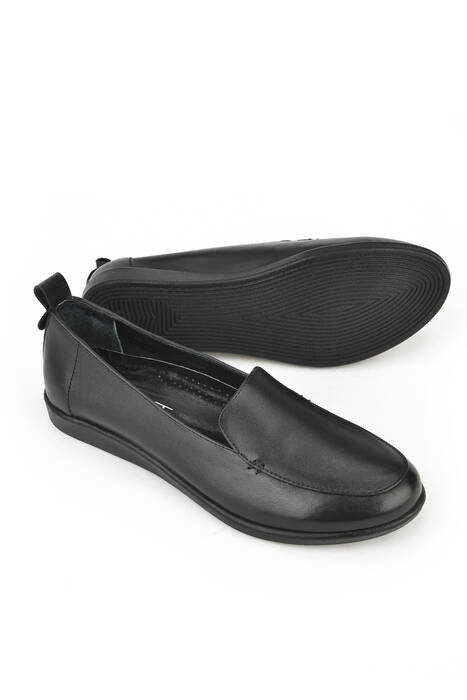 Black Genuine Leather Women's Comfort Shoes