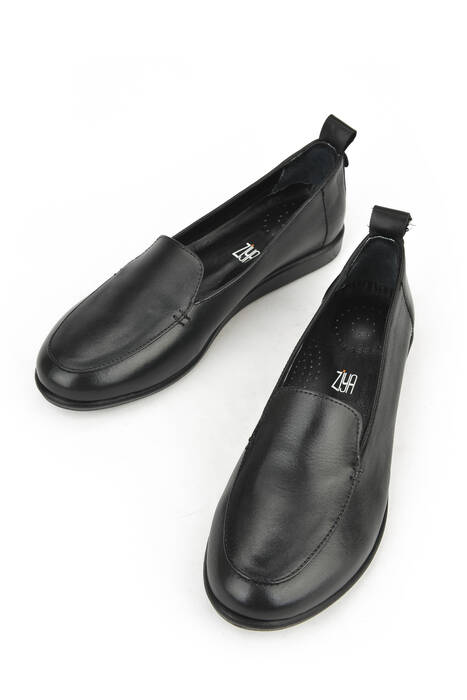 Black Genuine Leather Women's Comfort Shoes